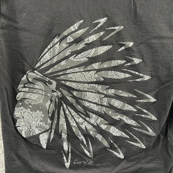 Ring of Fire Mens Shirt Small Black Native American Chief Headdress Short Sleeve - Picture 3 of 8